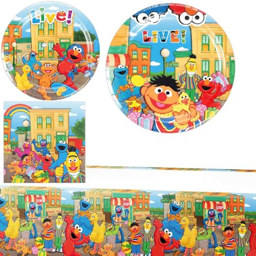 Sesame street Partygeschirr Set, Deko Geburtstag Partygeschirr, Kinder Partygeschirr Party Supplies Set, Cartoon Geburtstag Deko