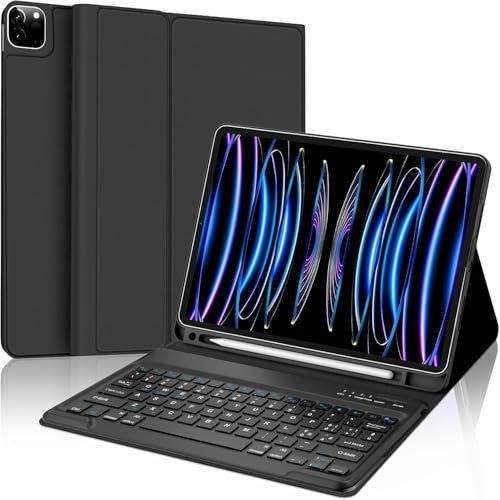 FOGARI Tastiera per iPad Pro 12,9 6ª/5ª/4ª/3ª Generazione, Keyboard ltaliana Senza fili, Bluetooth Rimovibile Custodia con Tastiera per iPad Pro 6ª /5ª /4ª /3ª generazione 12.9, Nero
