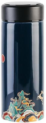 400Ml/13.5oz Men's Portable Smart Insulated Cup, Student Summer Tea Separation Tea Cup - [Ji Lan-Xiang Lu]