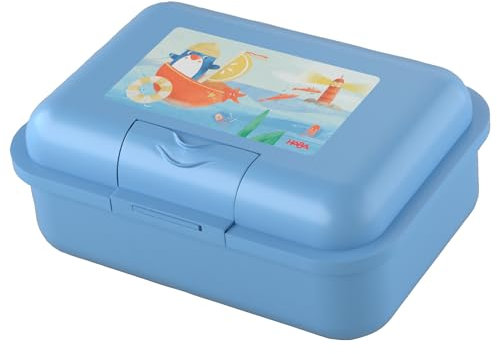 HABA Brotdose Pinguin (Blau) mit Trennfach – Robuste Snackbox für Kinder, spülmaschinengeeignet, ideal für Schule, Kita & Reise – 2012442001