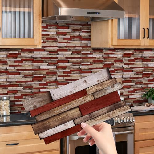 HORIWE Unregelmäßige Fliesenaufkleber 10x5 Ziegelsteine Wandfliese Aufkleber 16 Stück PVC Fliesensticker Fliesen Folie Selbstklebende Tapete Wasserdicht Wandaufkleber für Küche, Schrank, Möbel, Tisch