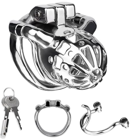 NAIXBTY Edelstahl Peniskäfig mit PA-Ring Sexspielzeug für Männer Metall Atmungsaktiver Keuschheitskäfig mit Penisring Herren Penis Bondage Keuschheit SM Bondage CBT Extrem Sex Toys für Männer (45mm)