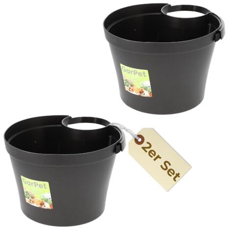 GarPet 2er Set Fallrohr Blumentopf Fallrohr Blumentopf für Regenrohr Regenrinne Säule Pfosten Abflussrohr Hängetopf Pflanztopf Pflanzgefäß Anthrazit 22x22x15 cm