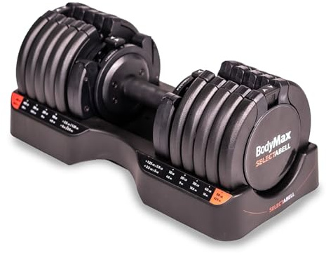 BodyMax Selectabell Adjustable Dumbbell – Space-Saving, Quick-Change Weight System with Durable Steel Construction – Ideal for Home Strength Training - up to 25kg or 34kg