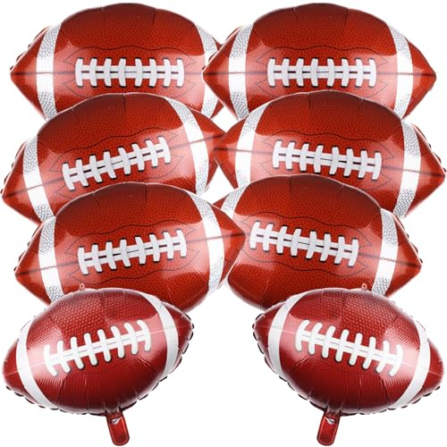 Luftballon Football, 8 Stück Braun American Football Folienballons | XXL Rugby Fußball Luftballon, American Footballs Luftballons, Rugby Ballon mit Bänder, für Kinder Geburtstag Sport Party Deko