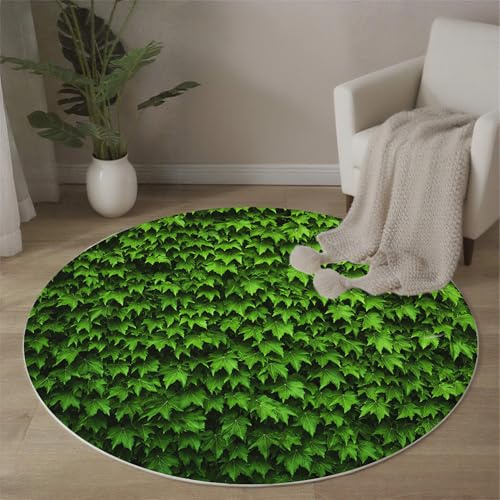 Realistischer Efeu Waschbarer Teppich Rund 120 cm Runder Wohnzimmer Schlafzimmer Rutschfester Tepich Kurzflor Schlafzimmer Carpet Living Room Bedroom Esszimmer Teppiche Büro, Natürliche Pflanzen