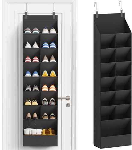 Lifewit Organizador Zapatos para Puerta con 8 Niveles y 15 Bolsillos, Estante Colgante de Tela para Armario y Dormitorio, Zapatero Colgante para 16 Pares de Zapatillas y Botas, Negro