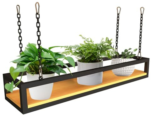 EYRMQWJPC Wood Floating Shelves, Ceiling Hanging Shelves For Plants Bar Storage Display Multiple Sizes(120x25x15cm)