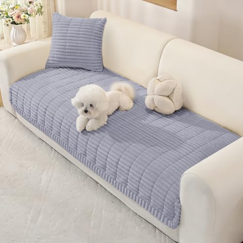 YSTELLAA Sofa Überzug Universelle 1/2/3/4 Sitzer, Anti-Rutsch Sofabezug Flanell, Neu Couch Überzug L/U Form, Gemütlich Sofa Cover Für Wohnzimmer(Hellgrau, 90x180cm)
