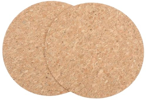 QUMIIRITY 2pcs Natural Cork Mouse Mat Double-sided round Mouse Pad with Anti-slip Base, Small Eco-friendly Cork Mousepad for Office and Laptop Use