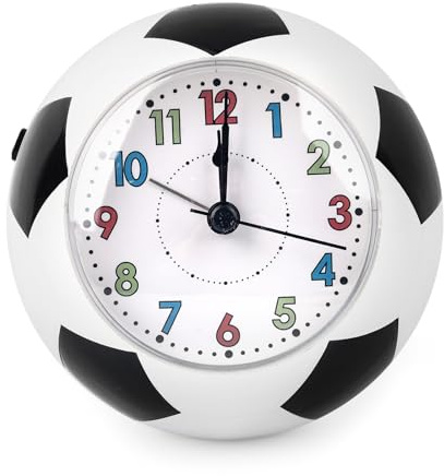 Aitsite Kinderwecker Fussball für Jungen Mädchen, Leiser Wecker ohne Ticken Nachtlicht Schlummerwecker, Einfach Einzustellen, Geeignet FüR Schulanfänger Schulgeschenke