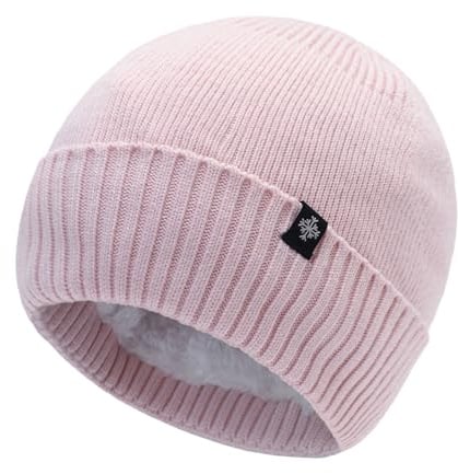 Generisch Bonnet bomber doublé pour homme et femme - Bonnet d'extérieur avec protection des oreilles - Accessoire d'équitation chaud - Mélange de laine - Modèle d'hiver épais avec motif lettres, Rose