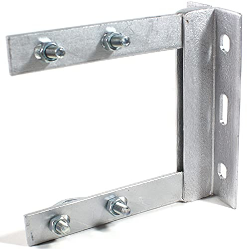 Loops 6 x 6 TV Aerial Wall Mounting Bracket - Galvanized Steel - V Bolts Included