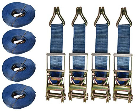 Ratchet Straps 75MM 10T 15M X4 (Tie Down Heavy Duty Cargo Claw Hook Recovery Lashing)