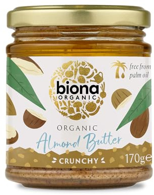 Biona Organic Crunchy Almond Butter 170g, Pack of 6 | 100% Organic Almonds, Crunchy Texture, No Added Sugar or Palm Oil, Gluten Free, Vegan