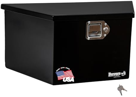 Buyers Products 1701281 Gloss Black Steel Trailer Tongue Tool Box, 12.3 x 12.6 x 27.1 Inch, Made In USA, 15-Gauge Carbon Steel, Lockable, Weather-Sealed, Fits A-Frame & Straight-Tongue Trailers