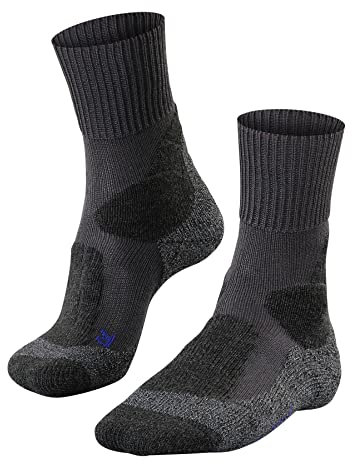 FALKE Damen Wandersocken TK1 Adventure Cool W So Lyocell Funktionsmaterial antiblasen dick 1 Paar, Grau Asphalt Melange 3180, 41-42