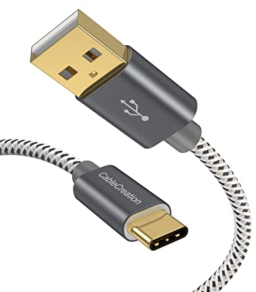 CableCreation - Cable USB a USB C para Android (0,25 m, cable USB A a C, carga rápida, 3 A, 480 Mbps, para banco de energía, iPad Mini, S22 S21 Píxel), color gris