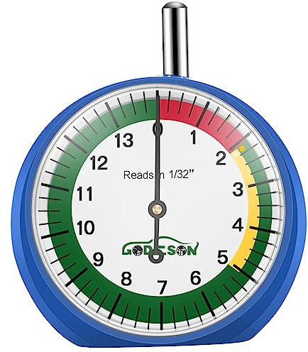 GODESON Zifferblatt Reifen Profiltiefenmesser In Inch,Intelligenter Farbcodierter Reifen Profiltiefe Messen,Profi für Motorrad, Auto, LKW, Bus und Offroad Zubehör…