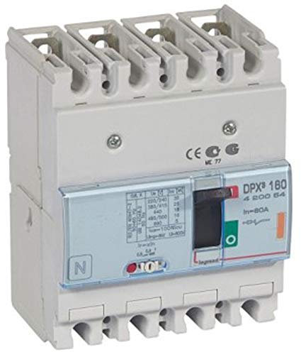 Legrand 420054 Disjoncteur Magnétothermique DPX³160, Pouvoir de Coupure 25kA 400V~, 4P, 80A