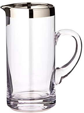 EDZARD Jarra Robert, Vidrio soplado con Borde de Platino, Altura 20 cm, Capacidad 1 litro, cántaro, jug, Taza, Pitcher, Jarron, para Agua, Zumo, té Helado