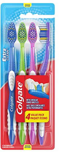 Colgate Extra Clean Full Head Toothbrush, Medium - 4 Count
