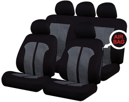 Sakura Car Seat and Headrest Covers - 'Knightsbridge' Full Set in Black with Grey Inserts - Universal Easy Fit