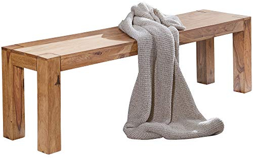 FineBuy Esszimmer Sitzbank Massiv-Holz Akazie Holz-Bank Natur-Produkt Küchenbank im Landhaus-Stil Größe wählbar