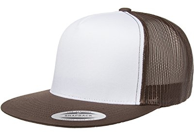 Yupoong Men's Classic Trucker Cap, White/Brown, One Size