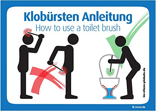immi 4x Klobürste Gebrauchsanleitung Aufkleber, Klobürste nutzen, lustig, A6
