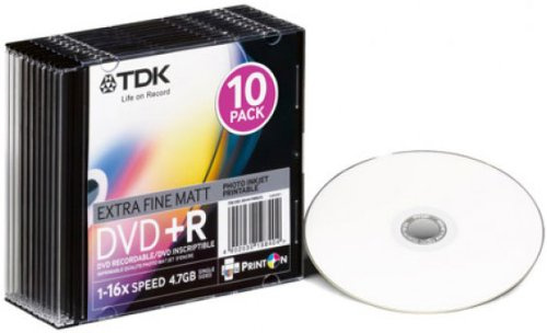 TDK Media T19842 DVDs + R 4,7GB 16x Speed, Pack of 10, SJC