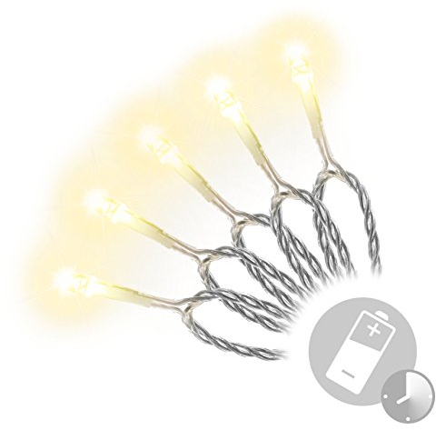 20er LED Lichterkette mit Timer Leuchtfarbe warmweiß transparentes Kabel Batteriebetrieb Weihnachtsbeleuchtung Weihnachtsdeko Partylichterkette Festbeleuchtung Garten Terrasse Länge 2 m