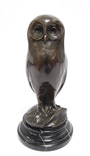 Decoratie Bronzefigur Skulptur Motiv: Eule auf Marmorsockel Bronze Höhe 26 cm 2,2 kg