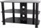 AVF Black Glass TV Stand - Black Glass & Metal Leg TV Unit Floorstand with Cable Management, 80cm Wide, For TVs Up to 43 & 40kg - SDC800CMBB