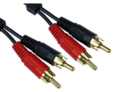 World of Data 2m TWIN RCA Cable - 100% Copper Wire - Phono - 24k Gold - Male to Male - Left & Right Audio - Stereo - 2RCA - 2xRCA
