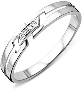 MIORE Ring Damen Weißgold 9 Karat / 375 Gold Diamant Brillianten