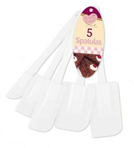 Queen of Cakes 5 Spatulas Assorted Sizes White Small & Large