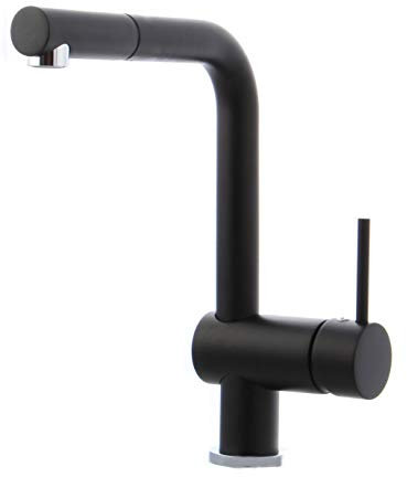 - Rubinetto/Miscelatore monocomando da cucina a bassa pressione con doccetta estraibile, nero opaco