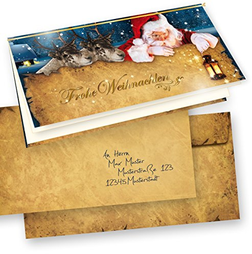 tatmotive Nordpol Express Weihnachtskarten Set (50 Sets) mit Umschlag und mit Einlegeblätter Einleger zum bedrucken