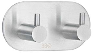 Beslagsboden Doppelhaken Design selbstklebend aus gebürsteter Edelstahl, Silber, 96 mm
