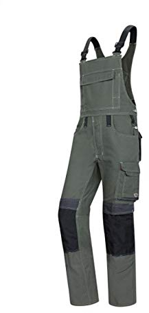 BP 1802-720-70-50l Latzhose, Stretch-Hosenträger mit Clipbefestigungen, 305,00 g/m² Verstärkte Baumwolle, olivgrün/anthrazit, 50l