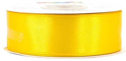 Satinband 25mm x 25m Rolle - FARBAUSWAHL in 3/6/12/18/25/38/50/75/100mm - farbecht & waschbar - Schleifenband für Hochzeit - Geschenkband zum Verpacken Dekorieren Basteln - Gelb 645