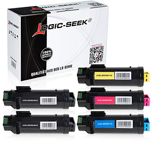 Logic-Seek 5 Toner kompatibel mit Dell H625 H825 CDW H820 Series S2825 CDN - Schwarz je 3.000 Seiten, Color je 2.500 Seiten