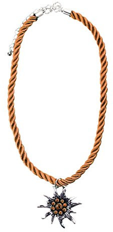 Alpin-Trachten Damen Trachtenkette Edelweissanhänger mit Strass 927 (Braun)