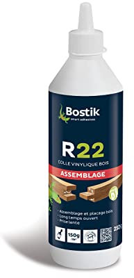 Bostik Colle Vinylique Bois R22 – Colle à Bois Prise Lente – Colle d'Assemblage et de Placage du Bois – Colle D1 Menuiseries Intérieures – Colle Meubles – Blanc – Biberon de 250 g