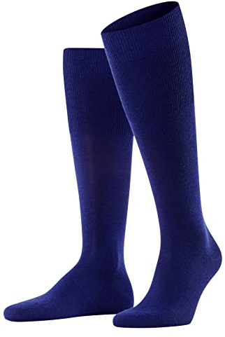 FALKE Men's Airport M Kh Wool Cotton Long Plain Knee-High Socks 1 Pair, Blue Royal 6000, 11.5-12.5