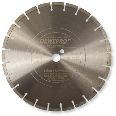 DEWEPRO® Diamanttrennscheibe - Ø 350 mm Beton Universal - Diamantscheibe - Trennscheibe lasergeschweißt, robust und universell einsetzbar
