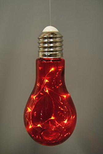 1x Mood Light LED Bulb Shaped Red Retro Coloured Hanging Screw in Edison Battery Operated 10 White LED string light Hanging