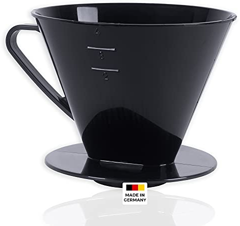 Wüllner Kaiser Kaffeefilter, Kaffeefilterhalter, geeignet für Papierfilter Größe 6, Kaffee brühen per Hand, Kunststoff, Schwarz