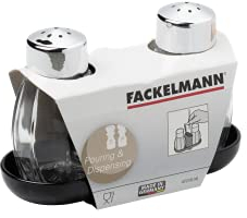 Fm Professional Fackelmann 47318 Set de 2 pièces pour sel et Poivre, Ensemble salière et poivrier, salière, poivrière, Acier Inoxydable, Plastique, Verre, 11,5 x 5 cm
